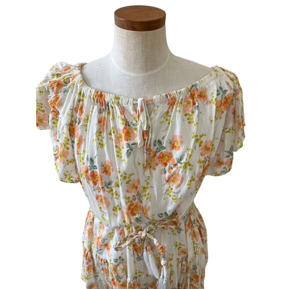 Cupcakes & Cashmere Floral Off the Shoulder Ruffle Resort Mini Dress S - Picture 3 of 9